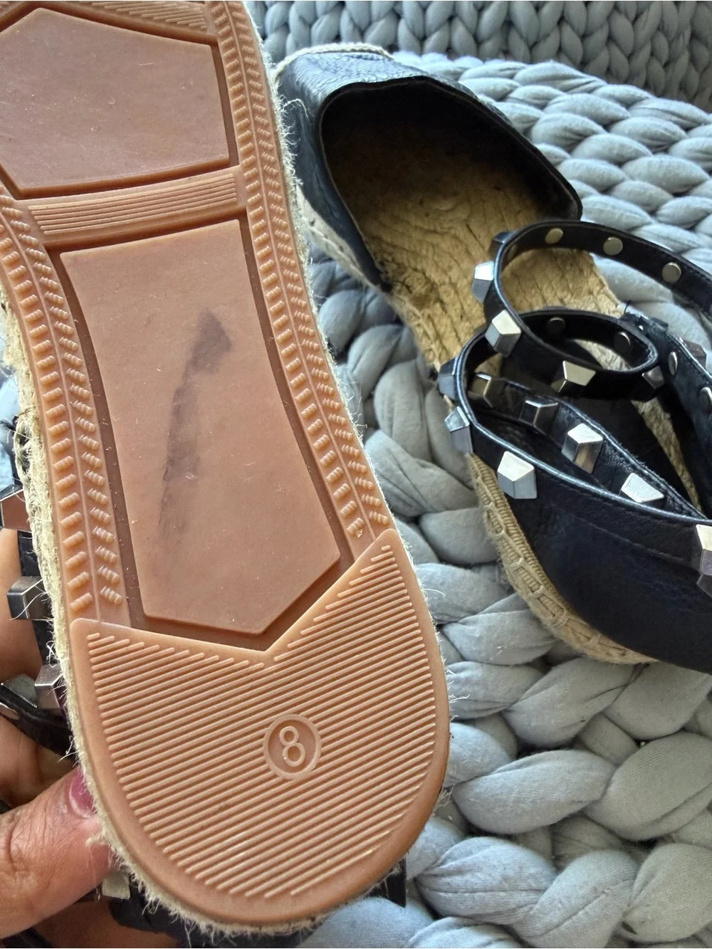 Rebecca Minkoff Black Studded Ankle-Wrap Espadrilles